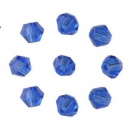 Facett Bicone Glasschliffperlen 4mm Sapphire blue